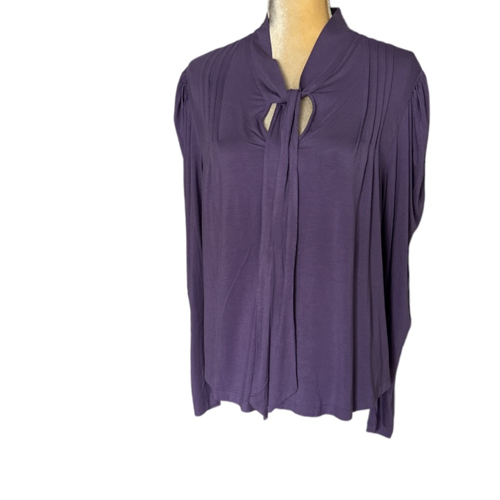 LAUREN Ralph LaurenPleated Jersey Tie-Neck Top XL